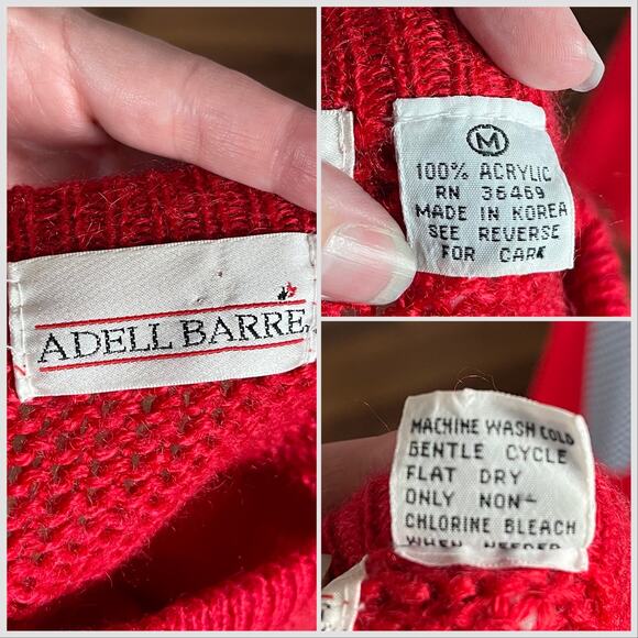 Vintage 1980s Red Christmas Tree 3D Graphic Holiday Sweater - Picture 6 of 8